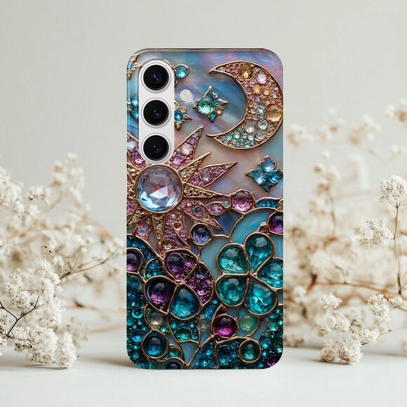 Celestial Sun Stained Glass Luxe Samsung Galaxy S25,S24 (Plus,Ultra) Phone Case - Picture 1 of 14